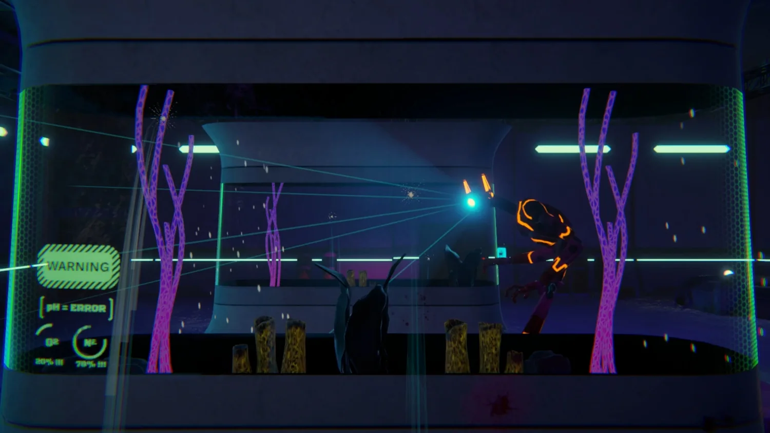 The Disco-Pool bar glowing with neon signs